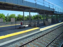 Scenic urban view from left window of train traveling from Union to Pearson