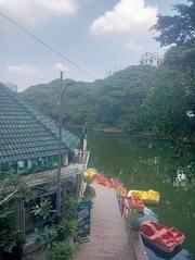 Dhanmondi Lake in Dhaka city surrounded by buildings and green trees