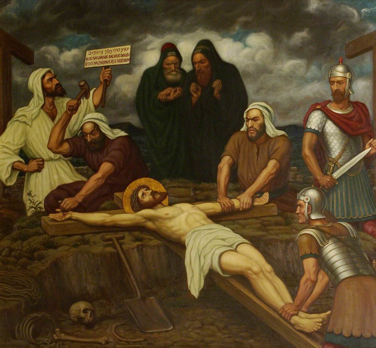 Jesus nailed to the cross, art from Edward Arthur Fellowes Prynne's Stations of the Cross series