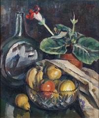 Ilmari Aalto still life painting with fruits and bottles
