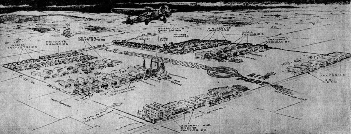 1928 Los Angeles Metropolitan Airport pictorial map by Charles Hamilton Owens