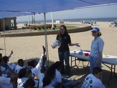 Students from Los Angeles Unified School District participating in World Ocean Day education event at Dockweiler Beach