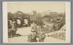 Historic photograph of Cologne Zoological Garden's grotto area with hyena house