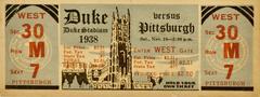 Ticket for 1938 Pittsburgh vs Duke football game