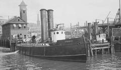 Historic steel fireboat Duwamish docked at Fiore Station No. 5 in Seattle circa 1912