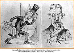 Caricature of Pepe Gómez about the Urrutia-Thomson Treaty