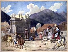Plaza de San Victorino in Bogotá Colombia watercolor 1824