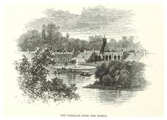 Vintage black and white photograph of Central Park Terrace in New York City 1869
