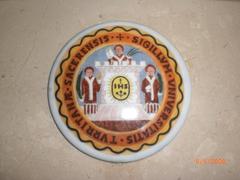 colorful coat of arms of the university on the rectorate plaque
