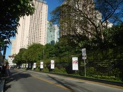 Skyscrapers and buildings in Eastwood City, Quezon City, Philippines with blue sky