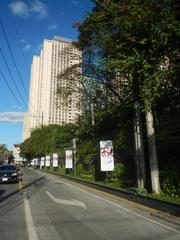 Modern high-rise buildings in Eastwood City Quezon City Philippines under clear blue sky