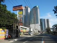 Skyline view of modern buildings and high-rise residential towers in Eastwood City, Quezon City, Philippines