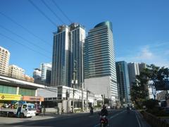High-rise buildings in Eastwood City, Quezon City, Philippines with clear blue sky