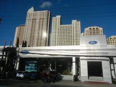 Eastwood City skyline with modern buildings in Bagumbayan, Quezon City, Philippines