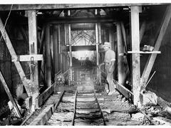 Construction of the new Eden Hills tunnel with heavy machinery and workers