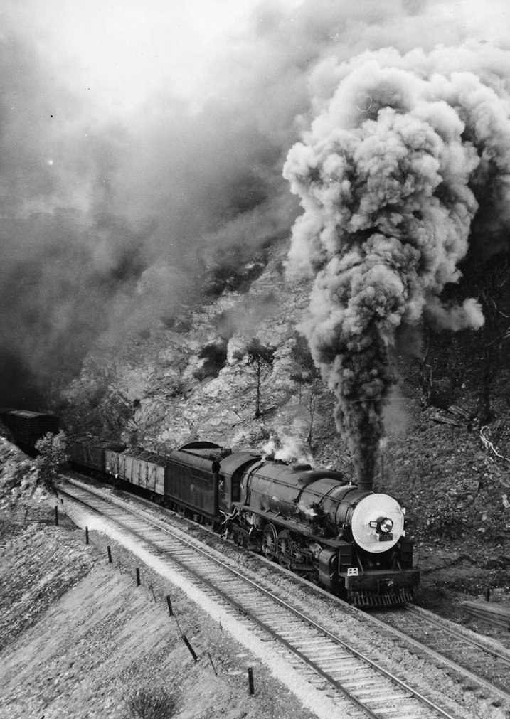 South Australian Railways freight train with 500 class steam locomotive no. 502 at Eden Hills