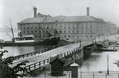 Eldkvarn windmill on Kungsholmen with new Kungsholmsbron bridge in 1890