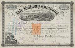 Erie Railroad Company common capital stock certificate from 1869
