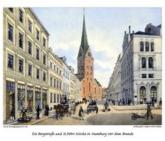 St. Petri Church in Bergstraße before the fire, detailed drawing by Christoffer Suhr