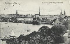 Early 20th century view of Hamburg with Lombardsbrücke and Binnenalster