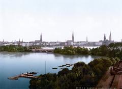 Lombard's Bridge in Hamburg, Germany around 1895