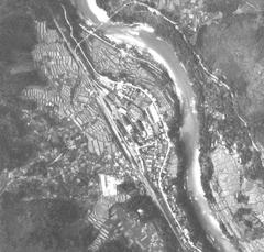 Aerial view of Inotani Station and its surroundings in 1948