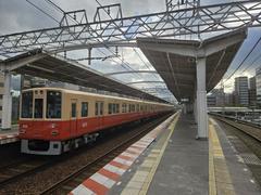 Hanshin 8000 series train 8215F with Akadosha retro wrapping