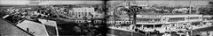 Panoramic view of Hanshin Noda Station from the south side in 1954 showing bustling train lines and congested level crossing