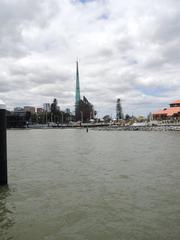 View of the Bell Tower at Elizabeth Quay in Perth Western Australia across the water