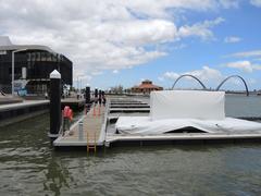 Public jetty at Elizabeth Quay viewed from north in Perth Western Australia