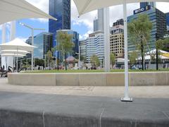 Grassed area on the north side of Elizabeth Quay in Perth, Western Australia