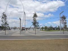 Elizabeth Quay waterfront view in Perth with public artwork and buildings