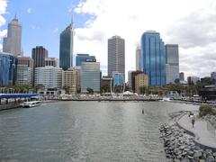 View of Elizabeth Quay from pedestrian bridge in Perth Western Australia on 1 February 2016