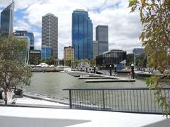 Public jetty at Elizabeth Quay in Perth Western Australia from the island