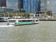 Elizabeth Quay waterfront with Transperth Ferry Phillip Pendal docked in Perth, Western Australia