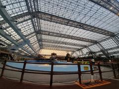 Tokyo Summerland amusement park with water attractions and large crowd