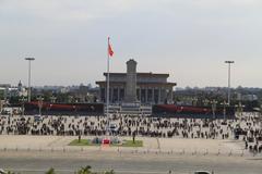 Panoramic view of Tiananmen Square with the Forbidden City in Beijing, China