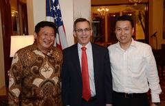 Ambassador hosting a reception for Bupati before leadership training program in America