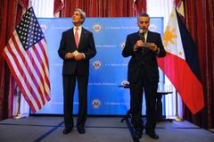 U.S. Ambassador Philip Goldberg introducing Secretary of State John Kerry to embassy staff in Manila