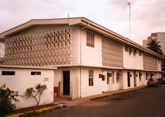 Manila Annex Office Building exterior in 1985 showing multi-story architecture with windows and balconies