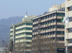 U.S. Embassy building in Seoul with the former USAID building in the background