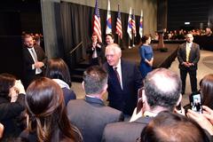 U.S. Secretary of State Rex Tillerson greeting staff and families at U.S. Embassy Seoul