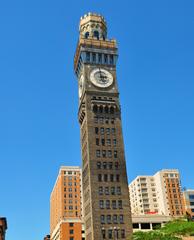 Emerson Bromo-Seltzer Tower in Baltimore, historic skyscraper with clock faces