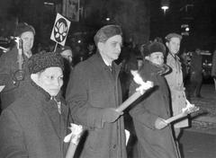 Minister Olof Palme and North Vietnam's Ambassador Nguyen Tho Chan marching in anti-Vietnam War demonstration 1968