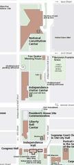 Detailed map of Independence National Historical Park showing various landmarks and paths