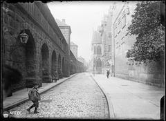 Street and city wall in Nuremberg, Germany