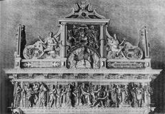Original fireplace in the historical city hall in Münster, Westphalia, Germany