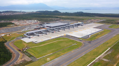Exterior view of Terminal de Passageiros at Hercílio Luz International Airport in Florianópolis