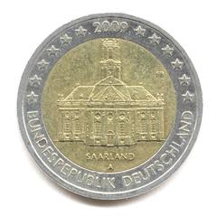 2-Euro coin Saarland with Saarbrücken Ludwigskirche