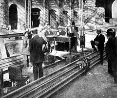 Historic construction of Mapocho Station in Santiago, Chile, early 20th century